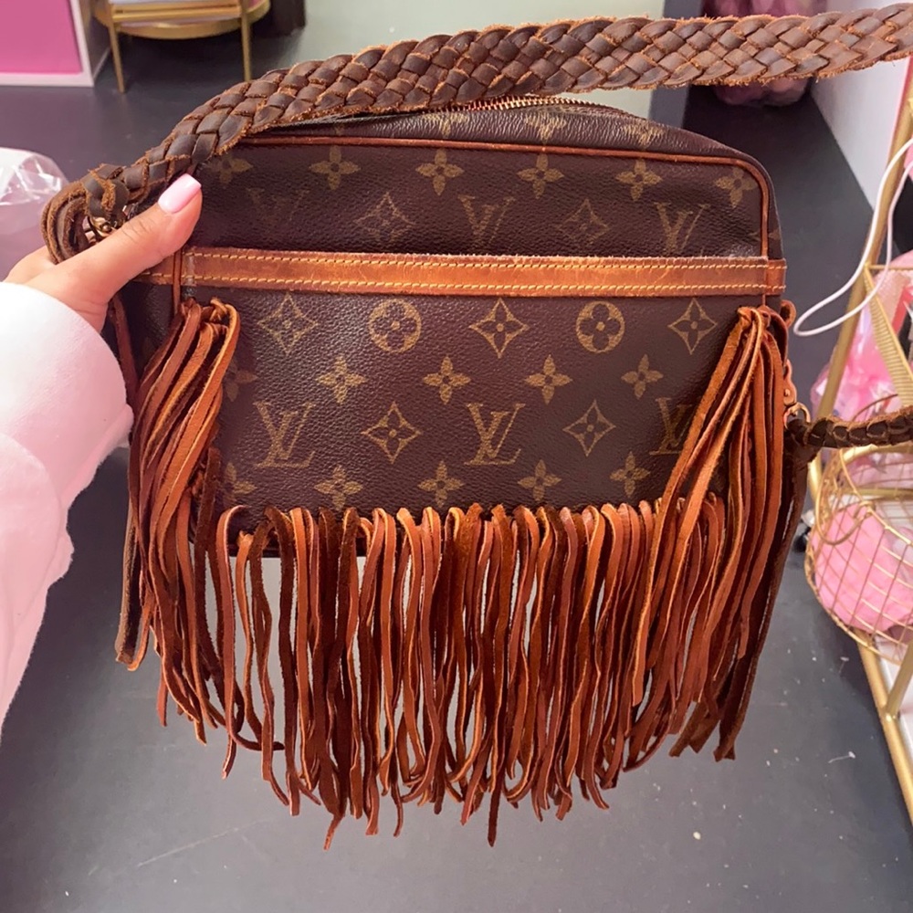 Authentic revamped LV fringe crossbody purse